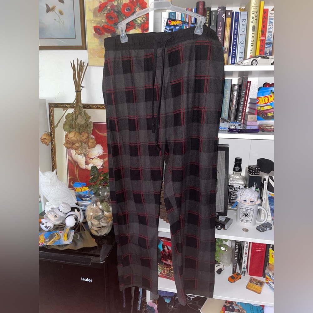 Plaid Black and Red Men's Pants